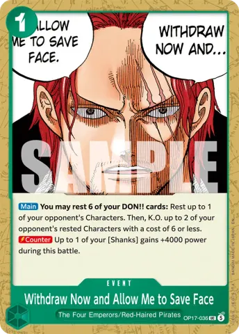 Withdraw Now and Allow Me to Save Face · 036